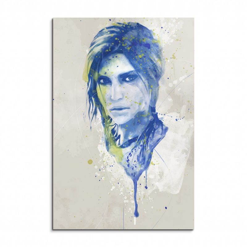 Lara Croft I Aqua 90x60cm Wandbild Aquarell Art