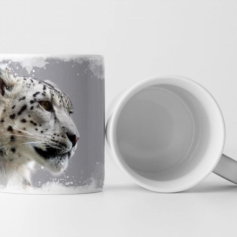 Tasse Geschenk Tierfotografie – Junger männlicher Schneeleopard von der Seite