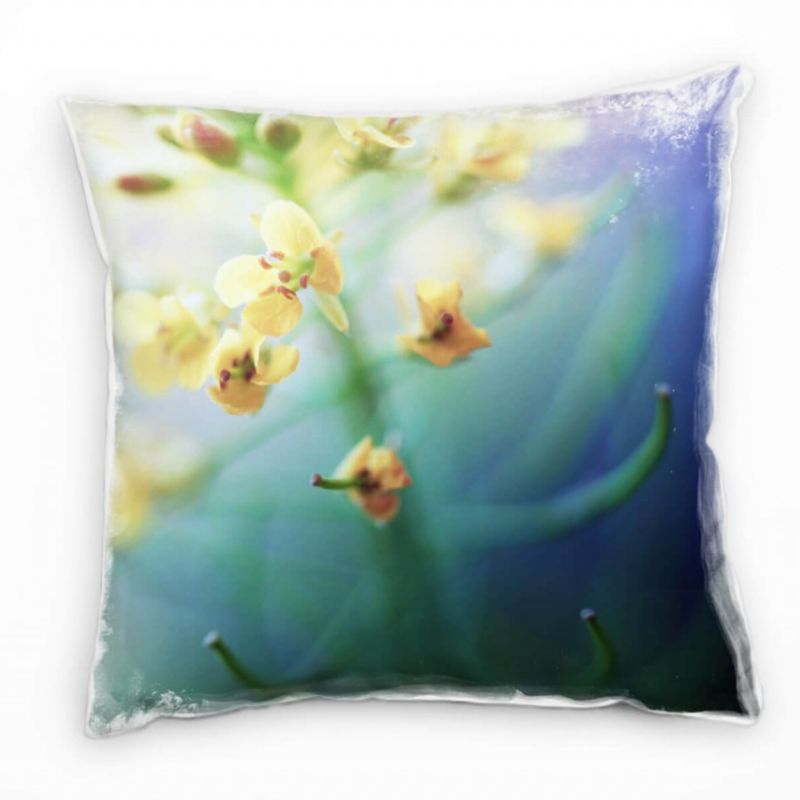 Macro, Blumen, Blüten, gelb, grün Deko Kissen 40x40cm für Couch Sofa Lounge Zierkissen