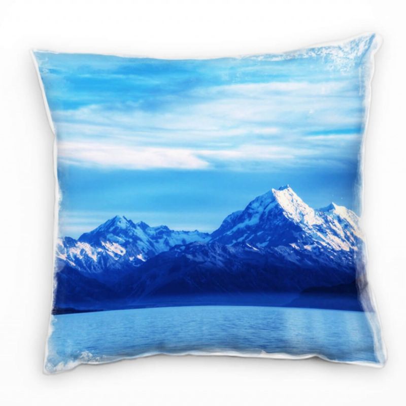 Landschaft, blau, Berge, See Deko Kissen 40x40cm für Couch Sofa Lounge Zierkissen