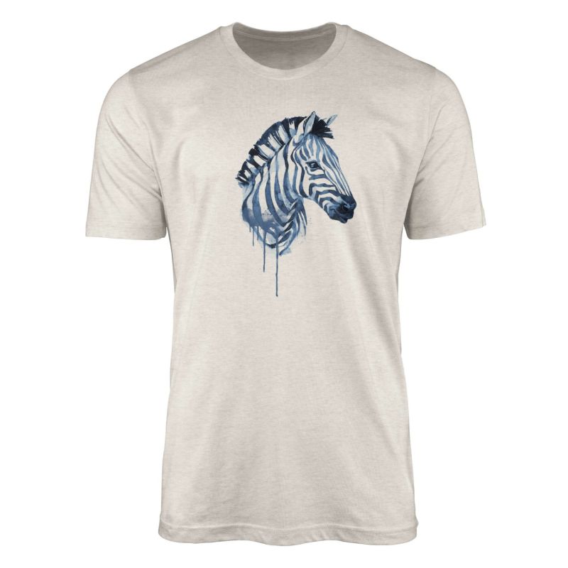 Herren Shirt 100% gekämmte Bio-Baumwolle T-Shirt  Aquarell Zebra Motiv Nachhaltig Ökomode aus erneue