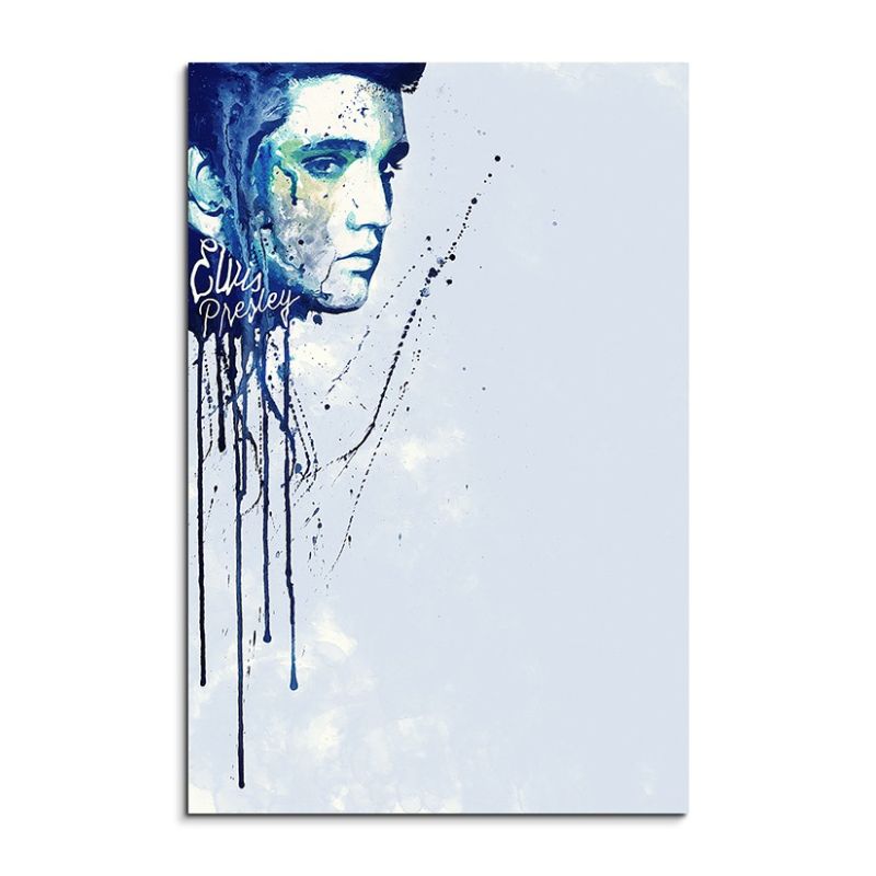 Elvis Presley 90x60cm Aquarell Art Wandbild auf Leinwand fertig gerahmt Original Sinus Art