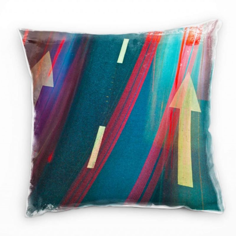 Urban, Abstrakt, blau, rot, Straße, Lichtlinien Deko Kissen 40x40cm für Couch Sofa Lounge Zierkissen