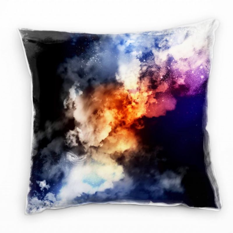 Abstrakt, blau, pink, orange, bunte Wolken Deko Kissen 40x40cm für Couch Sofa Lounge Zierkissen