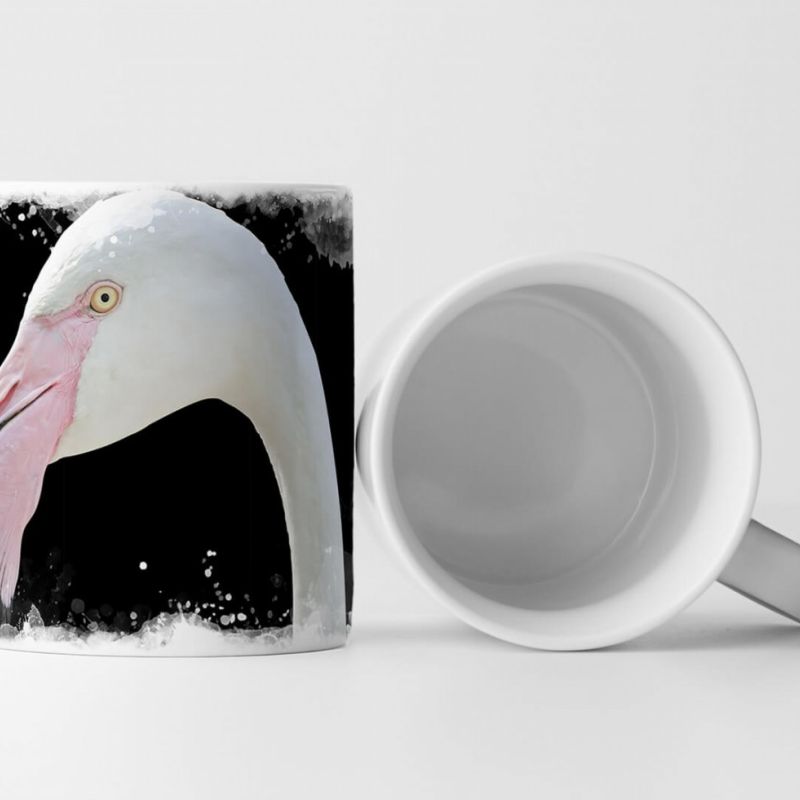 Tasse Geschenk Tierfotografie – Nahporträt eines weißen Flamingo