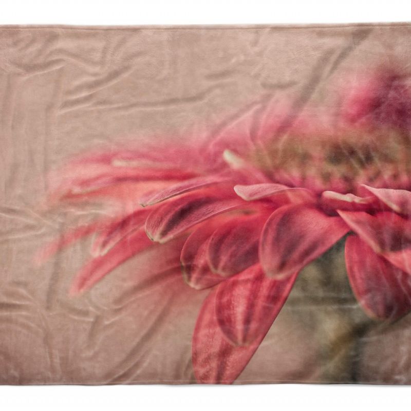 Handtuch Strandhandtuch Saunatuch Kuscheldecke  mit Fotomotiv Rote Blume Blüte N