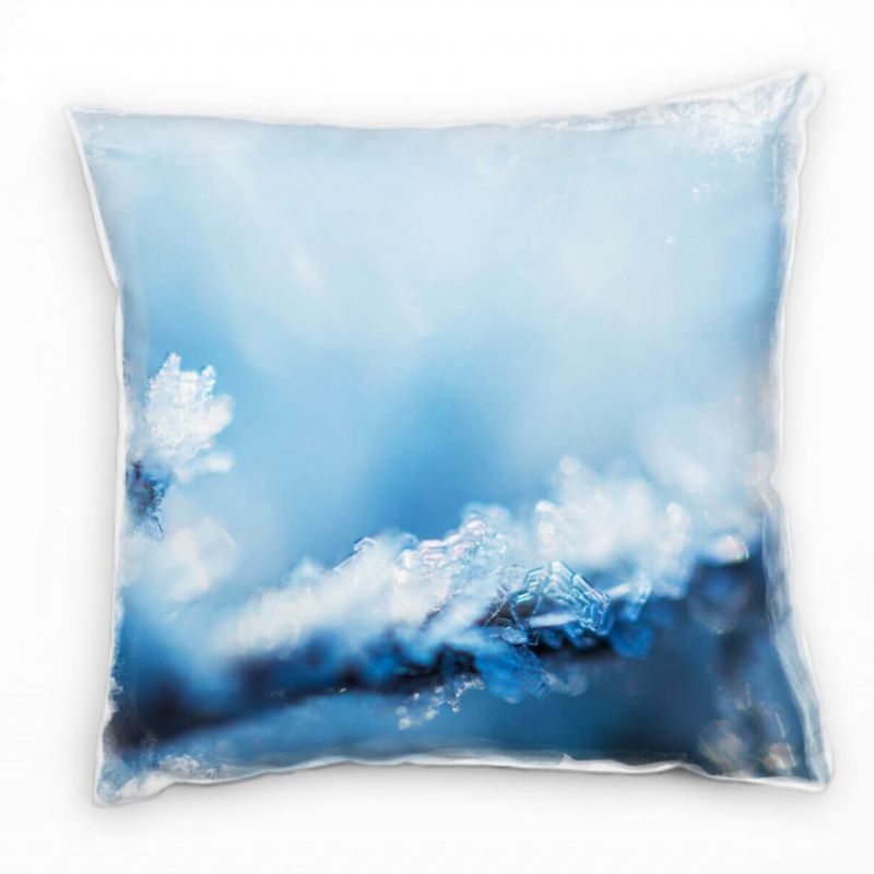 Macro, Eiskristalle, blau Deko Kissen 40x40cm für Couch Sofa Lounge Zierkissen