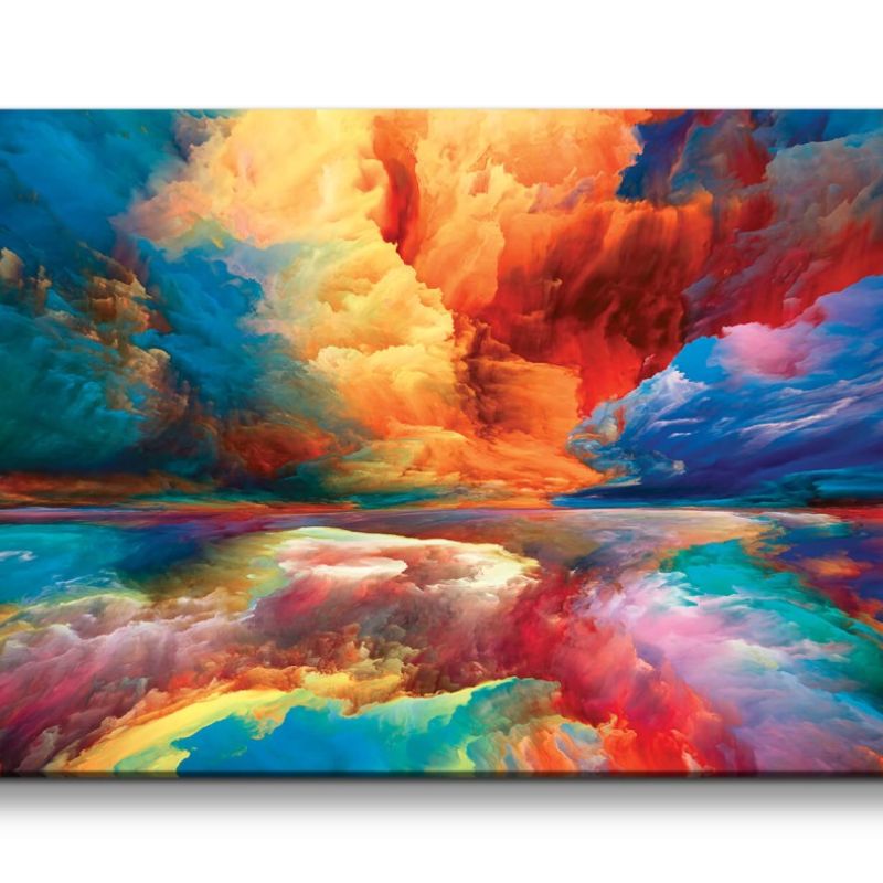 Leinwandbild 120x60cm Fantasievoll Wolken Meer Horizont Zauberhaft Farbenfroh