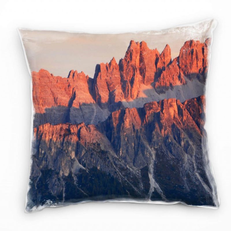 Landschaft, braun, orange, Berge, Sonnenuntergang Deko Kissen 40x40cm für Couch Sofa Lounge Zierkiss