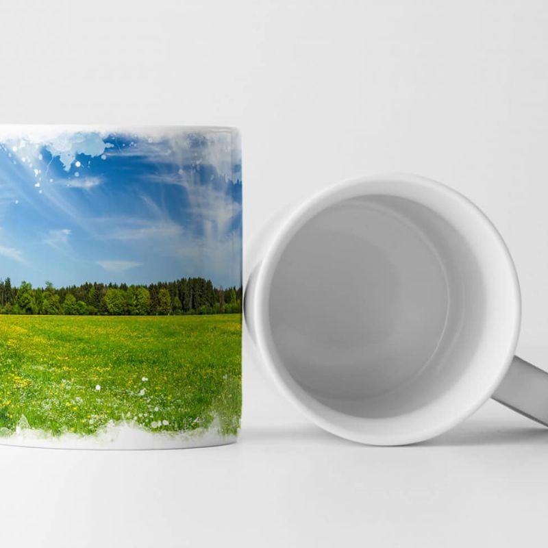 Tasse Geschenk Landschaftsfotografie – Grüne Wiese im Sonnenschein