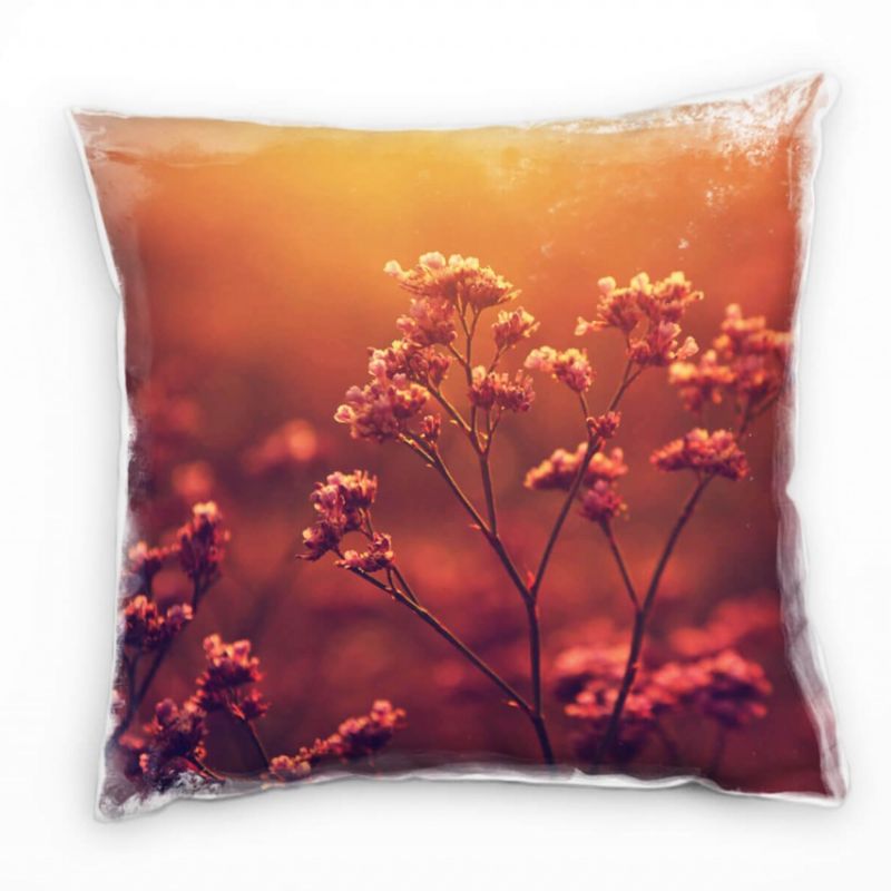 Blumen, orange, rot, rosa, Sonnenuntergang Deko Kissen 40x40cm für Couch Sofa Lounge Zierkissen