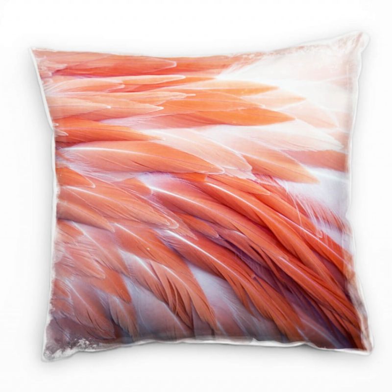 Tiere, Federn, Flamingo, orange, rosa  Deko Kissen 40x40cm für Couch Sofa Lounge Zierkissen