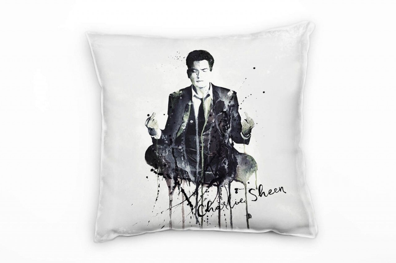 Charlie Sheen Deko Kissen Bezug 40x40cm für Couch Sofa Lounge Zierkissen