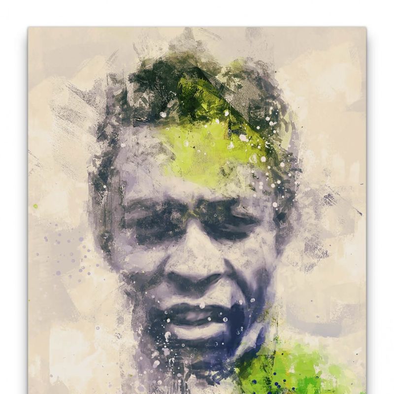 Pelé Porträt Abstrakt Kunst Fußballlegende Fußballer Brasilien Grün 60x90cm Leinwandbild