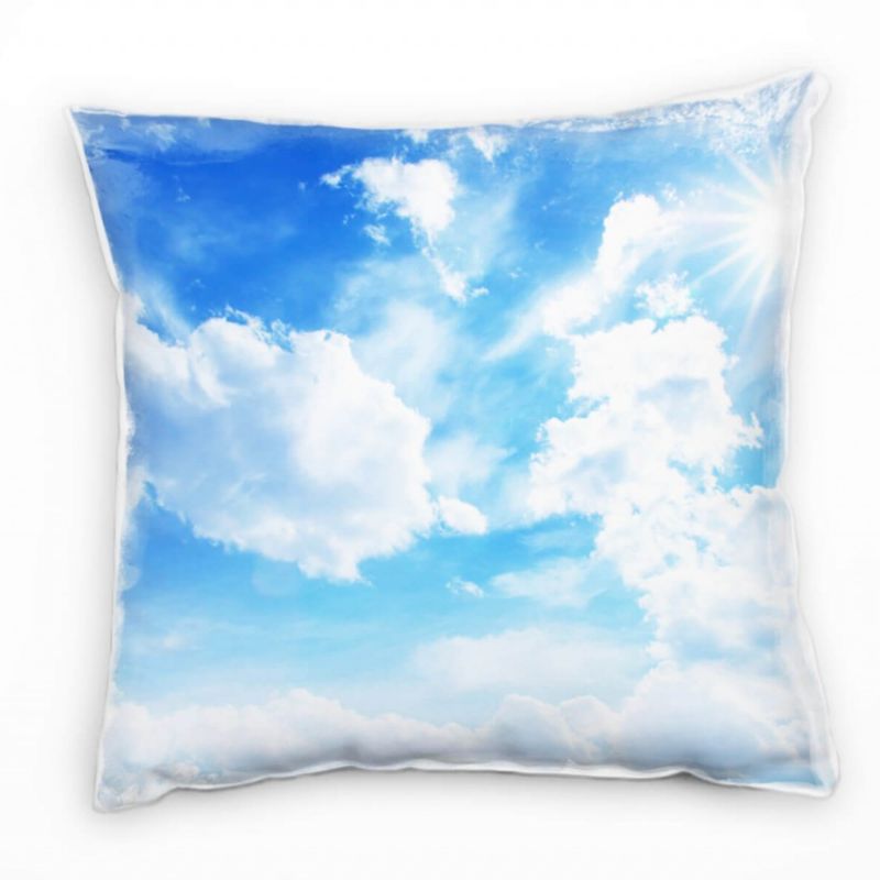 Sommer, gutes Wetter, Wolken, weiß, blau Deko Kissen 40x40cm für Couch Sofa Lounge Zierkissen