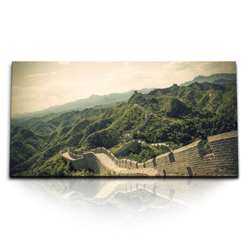 Kunstdruck Bilder 120x60cm Große chinesische Mauer Natur Berge Wälder