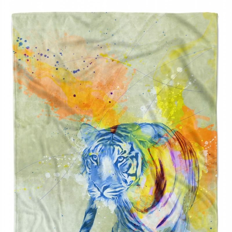 Handtuch Strandhandtuch Saunatuch Kuscheldecke SplashArt Tier Serie Kunstvoll Tiger Motiv