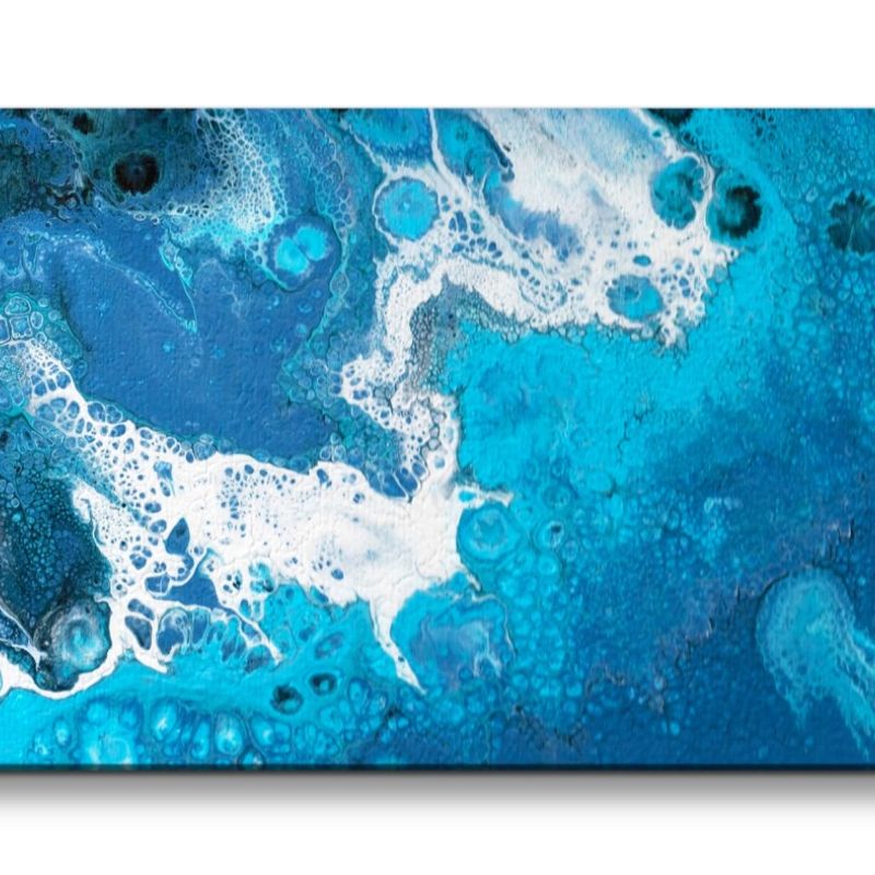 Leinwandbild 120x60cm Fließende Farben Abstrakt Dekorativ Modern Blau