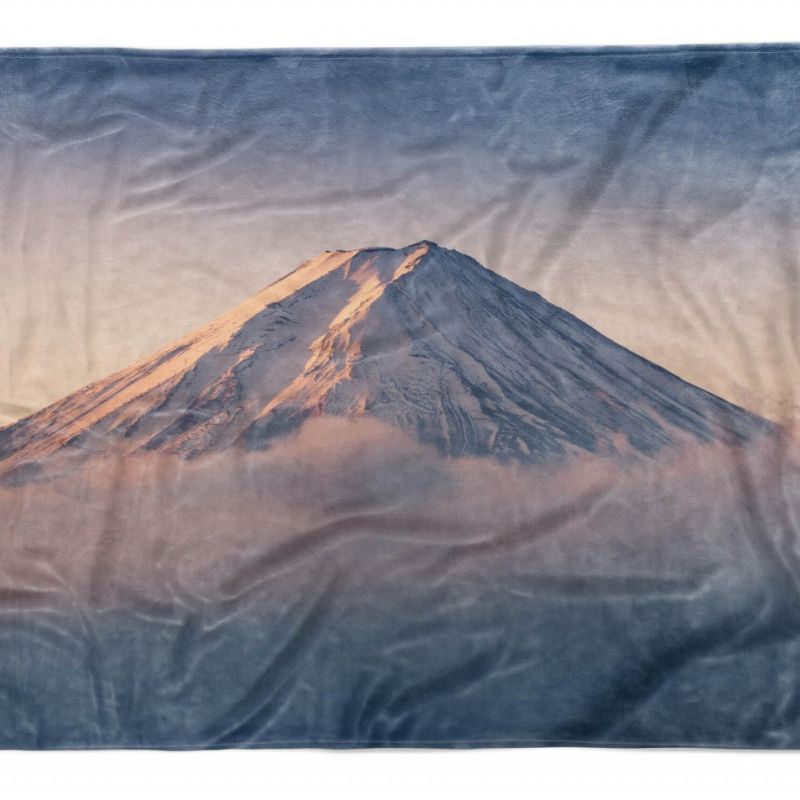 Handtuch Strandhandtuch Saunatuch Kuscheldecke mit Fotomotiv Fuji Vulkan Japan Wolken