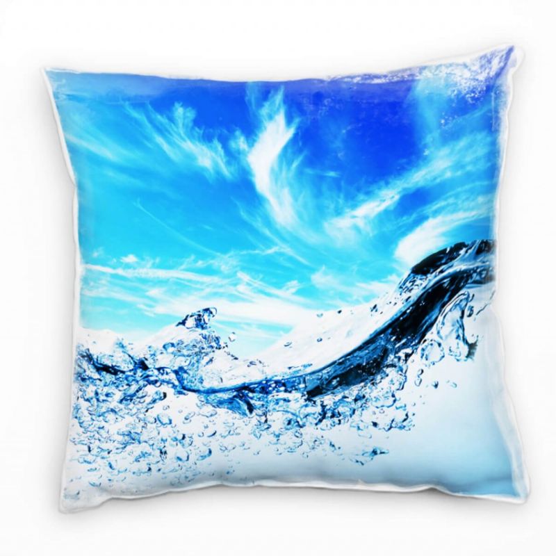 Meer, blau, weiß, Unterwasser, Welle, Blasen, Himmel Deko Kissen 40x40cm für Couch Sofa Lounge Zierk