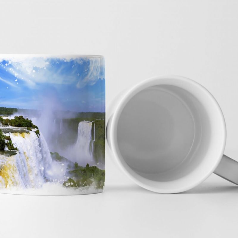 Tasse Geschenk Landschaftsfotografie – Iguazu Wasserfälle mit Regenbogen Brasilien