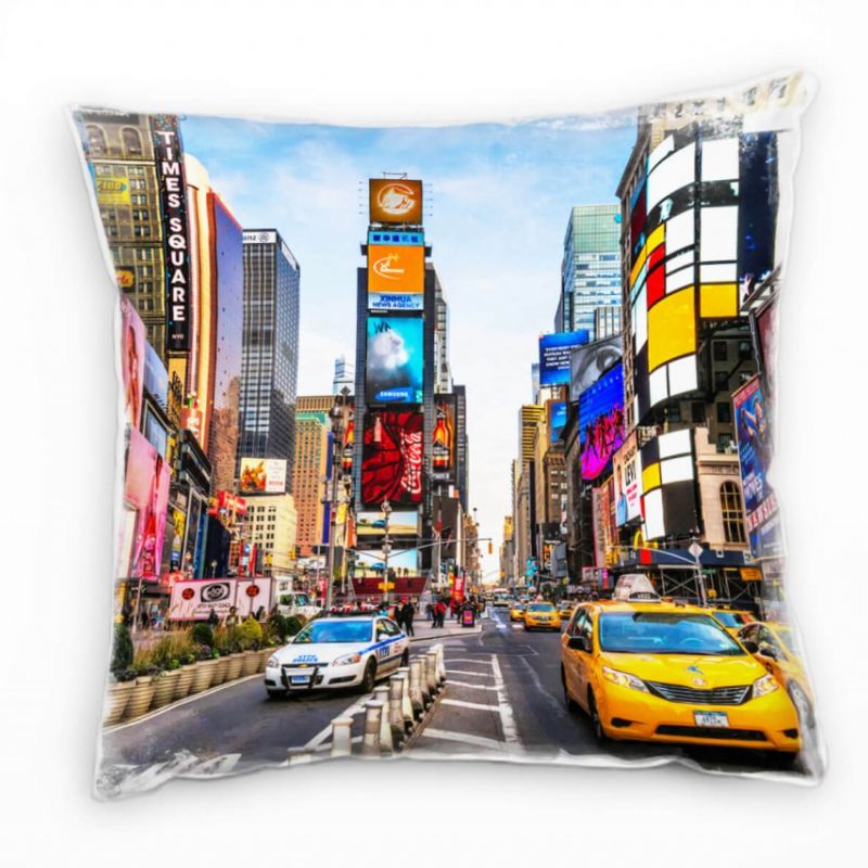 City, New York, Manhattan, Times Square, bunt Deko Kissen 40x40cm für Couch Sofa Lounge Zierkissen