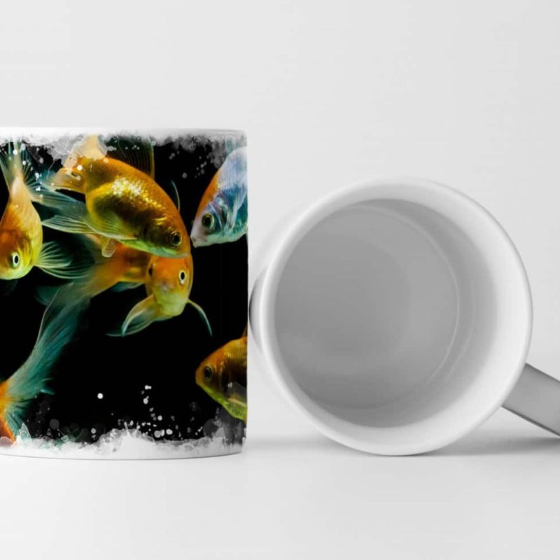 Tasse Geschenk Goldfische im Aquarium