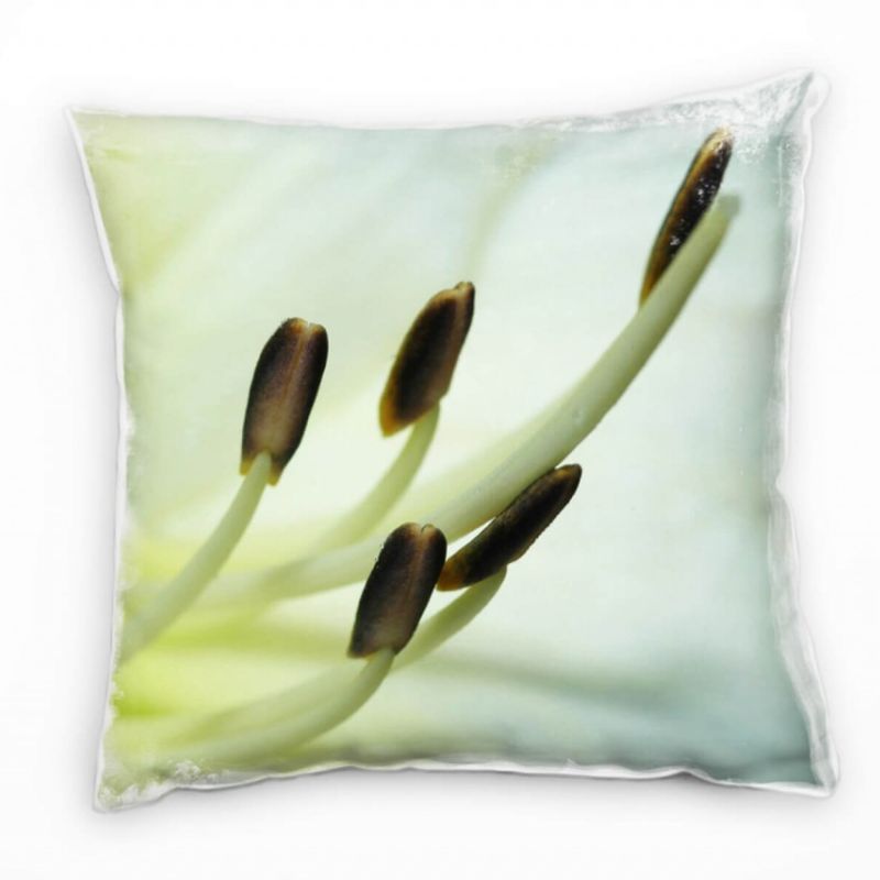 Natur, Macro, Blumen, grün, weiß, braun, Unschärfe Deko Kissen 40x40cm für Couch Sofa Lounge Zierkis