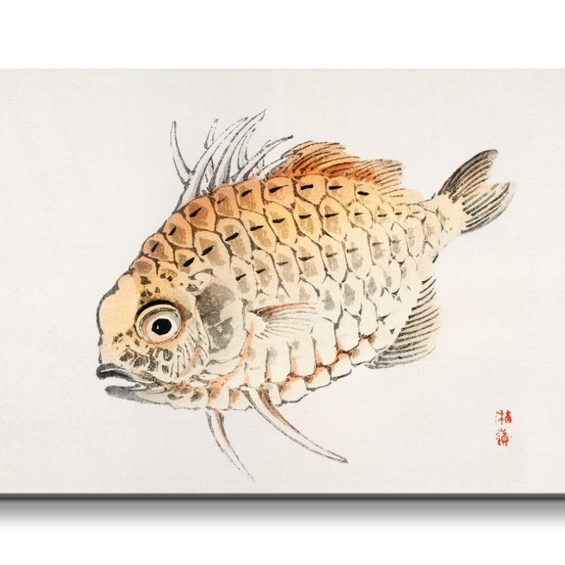 Remaster 120x60cm Traditionelle japanische Kunst Zeitlos Beruhigend Harmonie Dekorativ Fisch