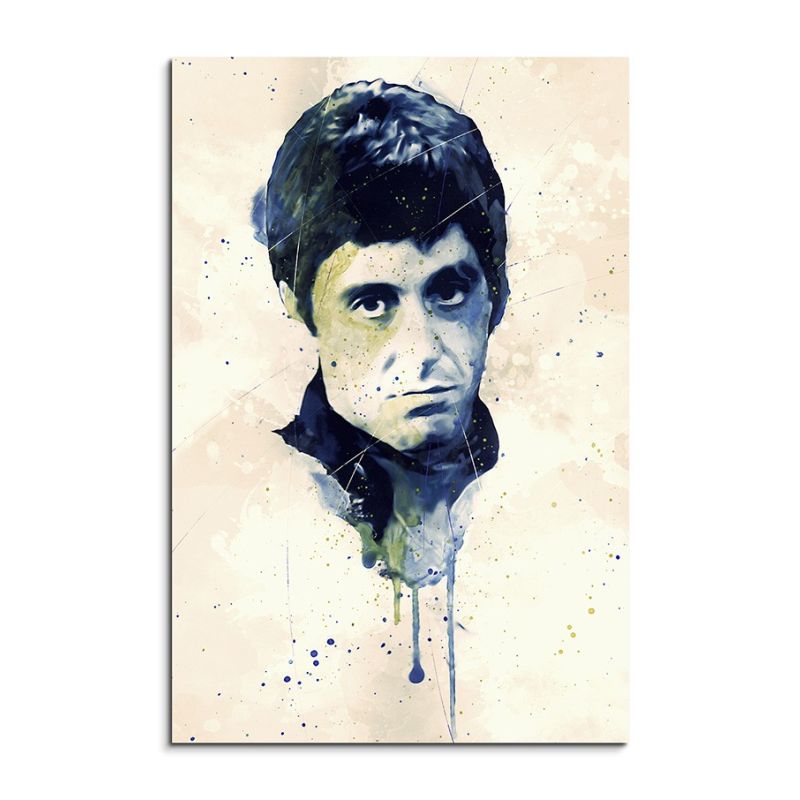 Al Pacino Scarface I Splash 90x60cm Kunstbild als Aquarell auf Leinwand