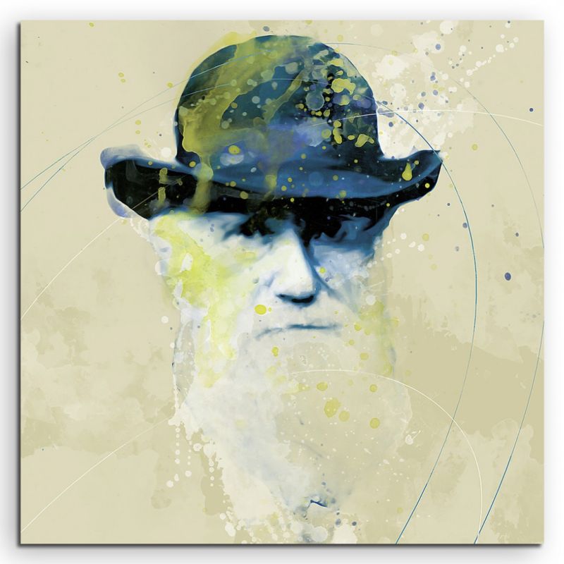 Charles Darwin I Aqua 60x60cm Wandbild Aquarell Art