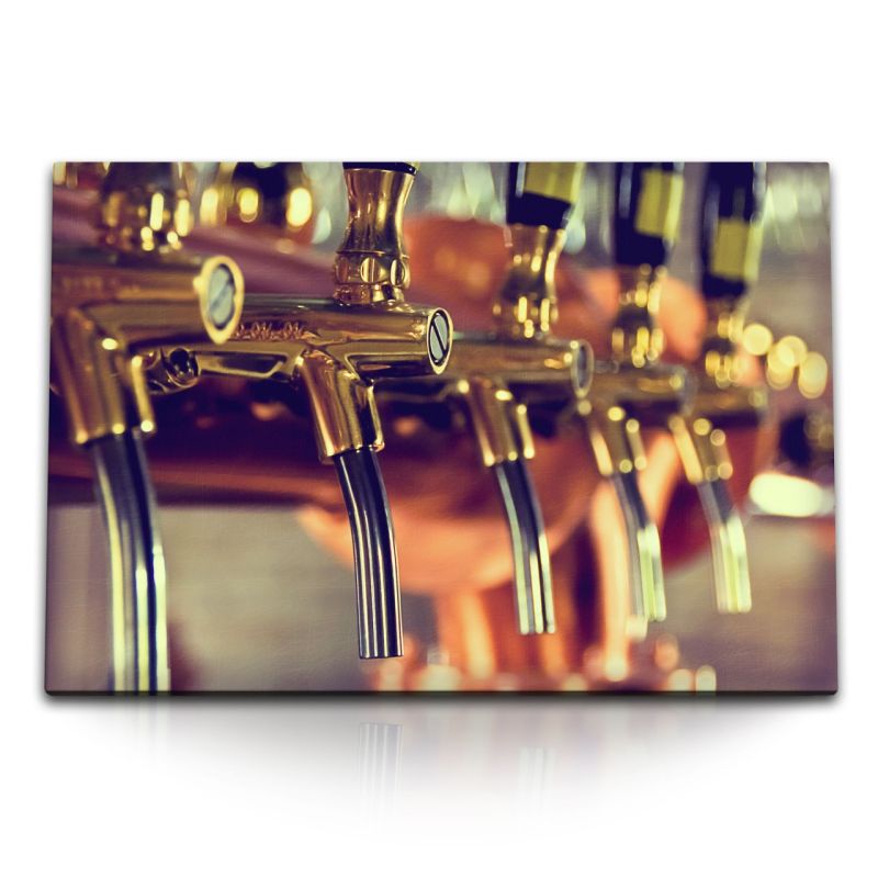 120x80cm Wandbild auf Leinwand Zapfanlage Bier Bar Zapfen Kneipe