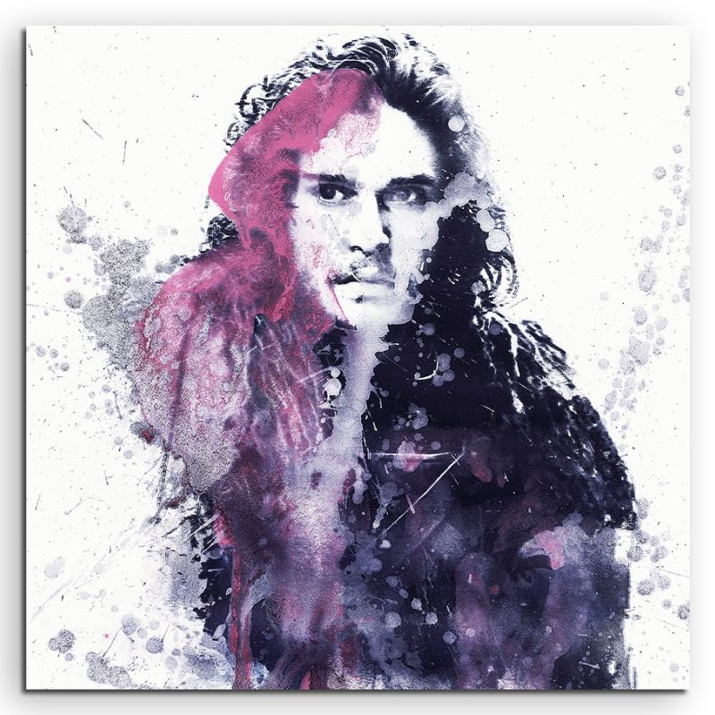 Game of Thrones Jon Snow 60x60cm  Aquarell Art Leinwandbild