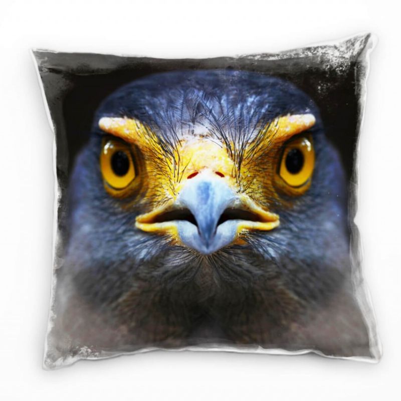 Tiere, Macro, gelb, grau, Adler, Augen Deko Kissen 40x40cm für Couch Sofa Lounge Zierkissen