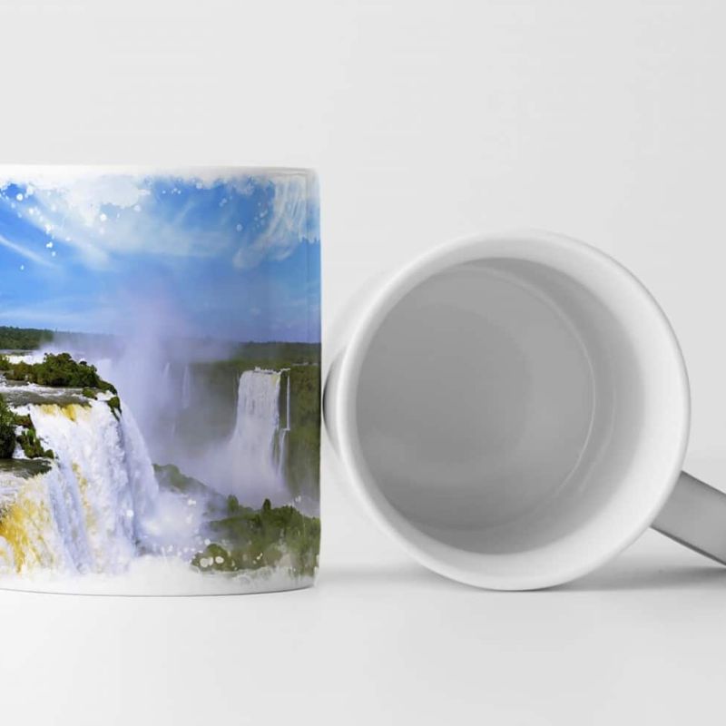 Tasse Geschenk Landschaftsfotografie – Iguazu Wasserfälle mit Regenbogen Brasilien