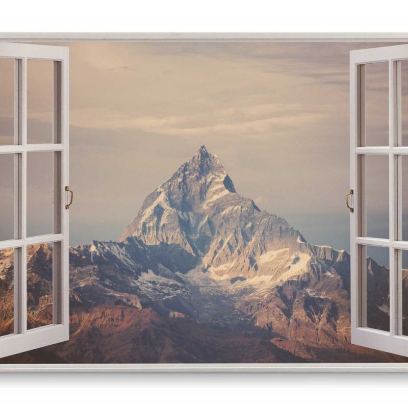 Wandbild 120x80cm Fensterbild Himalaya Gebirge Schneegipfel Gipfel Berg