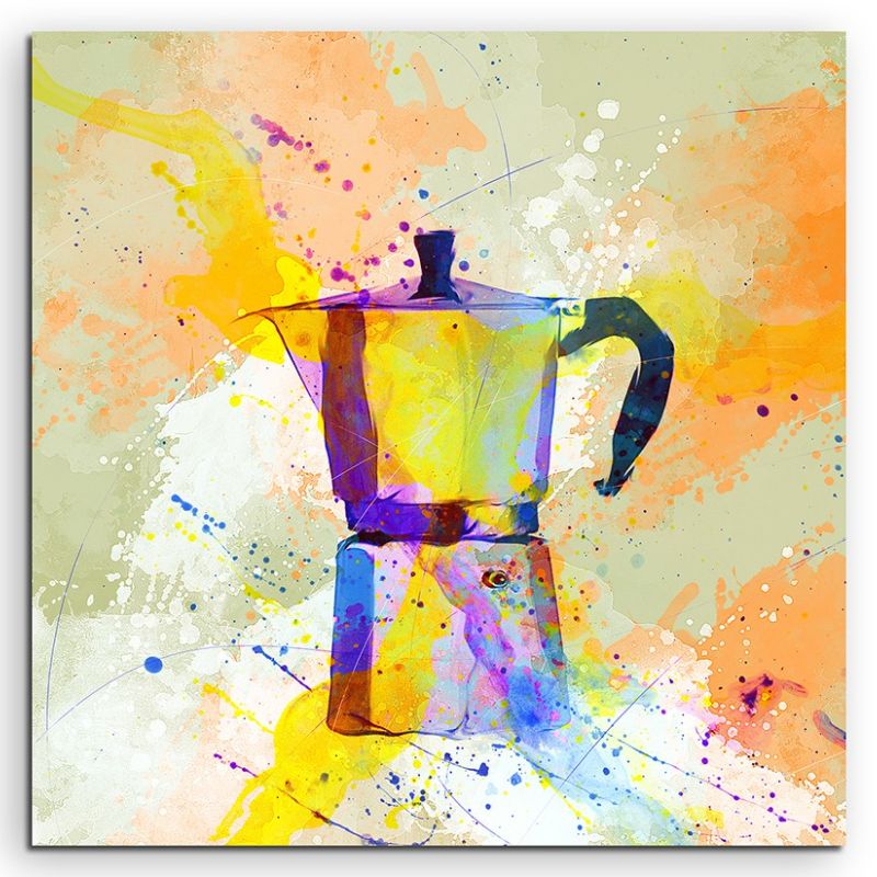 Espressokocher 60x60cm Aquarell Art Leinwandbild