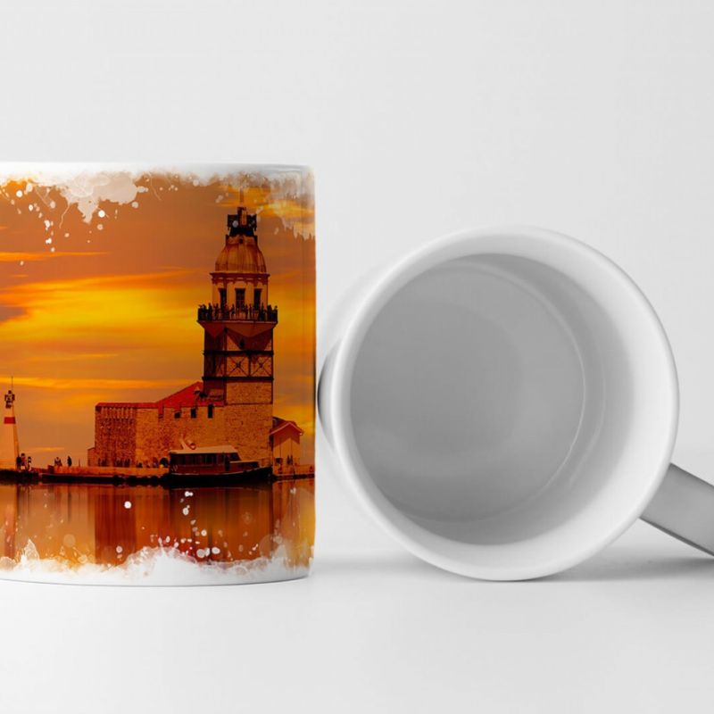 Tasse Geschenk Landschaftsfotografie – Istanbul Maiden Turm bei Sonnenaufgang