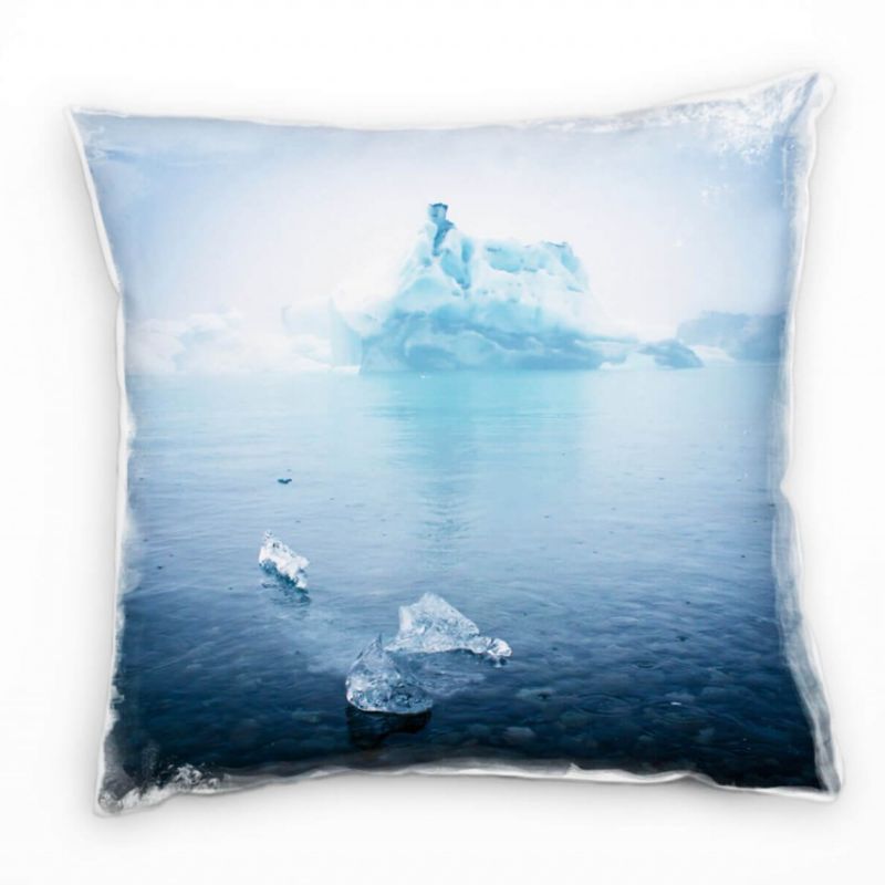 Winter, Meer, blau, weiß, Eisberg, Gletscher  Deko Kissen 40x40cm für Couch Sofa Lounge Zierkissen