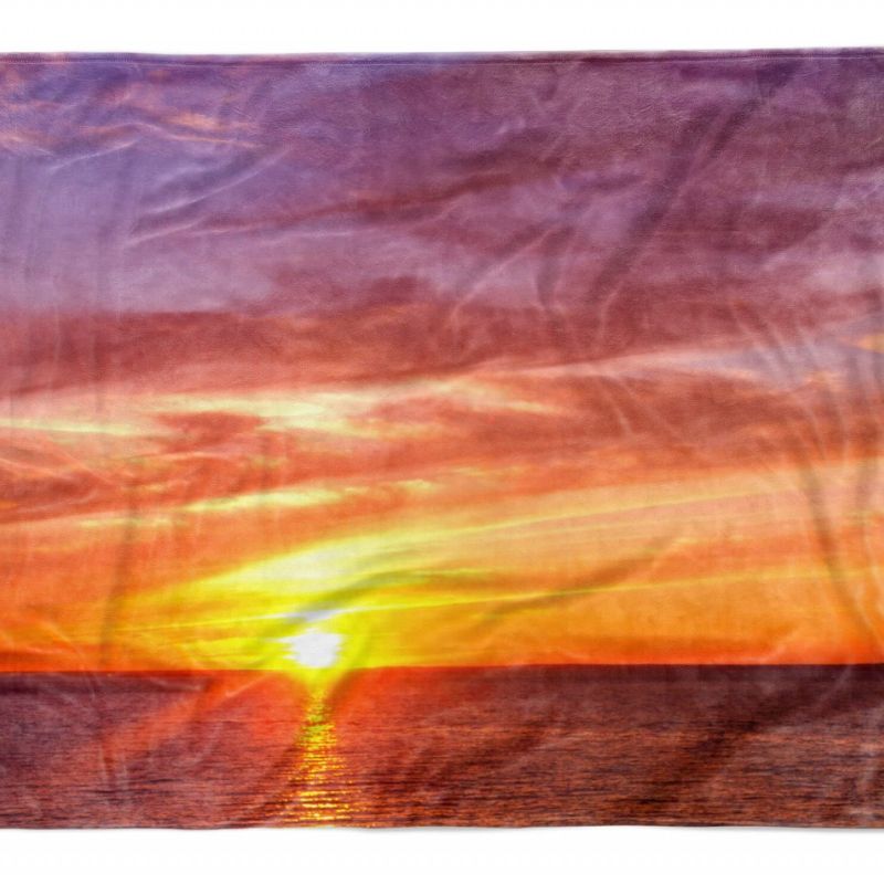 Handtuch Strandhandtuch Saunatuch Kuscheldecke  mit Fotomotiv Meer Horizont Sonn