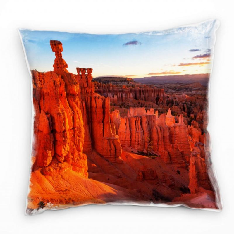 Landschaft, Canyon, Sonnenuntergang, orange Deko Kissen 40x40cm für Couch Sofa Lounge Zierkissen