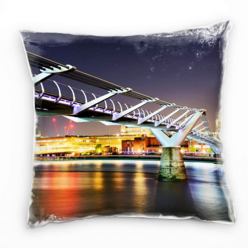 Urban, Brücke, London, bunt Deko Kissen 40x40cm für Couch Sofa Lounge Zierkissen