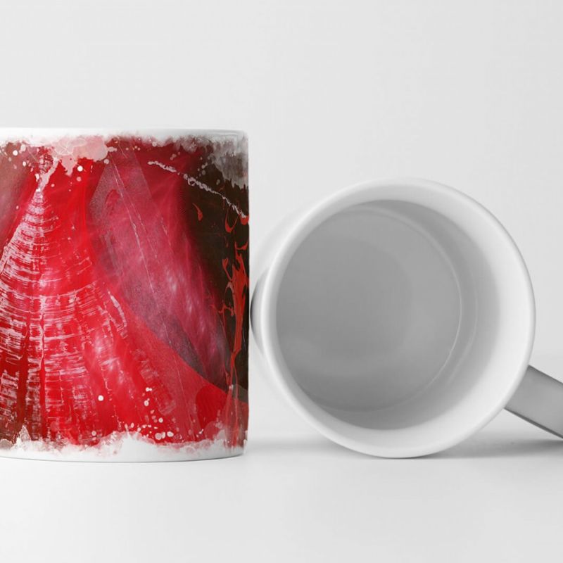 Tasse Geschenk Farbsplash; Rot, grau, Linien, geometrisch