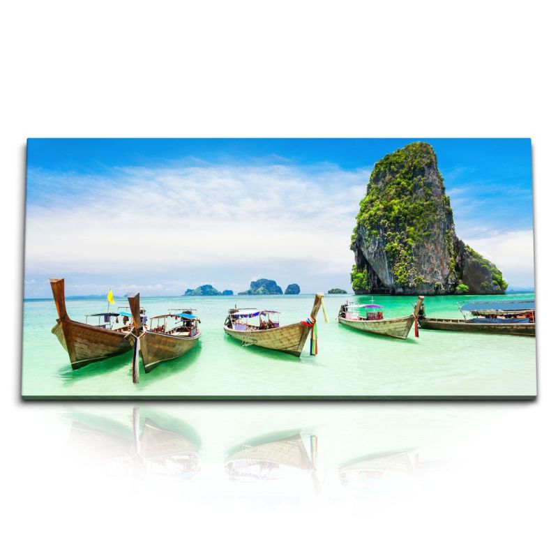 Kunstdruck Bilder 120x60cm Phuket Insel Felsen Thailand Boote Meer Sommer Urlaub