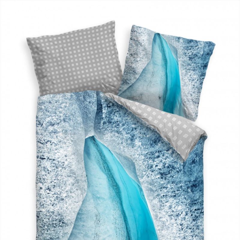 Gletscher Eisberg Blau Makro Bettwäsche Set 135×200 cm + 80x80cm  Atmungsaktiv