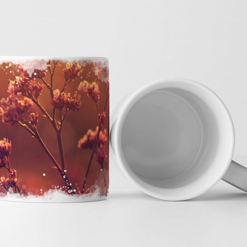 Tasse Geschenk Naturfotografie – Romantischer Blütenzweig bei Sonnenuntergang