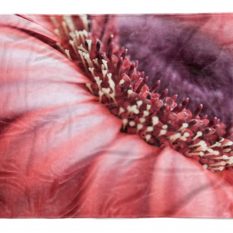 Handtuch Strandhandtuch Saunatuch Kuscheldecke  mit Fotomotiv Rote Blume Blüte N