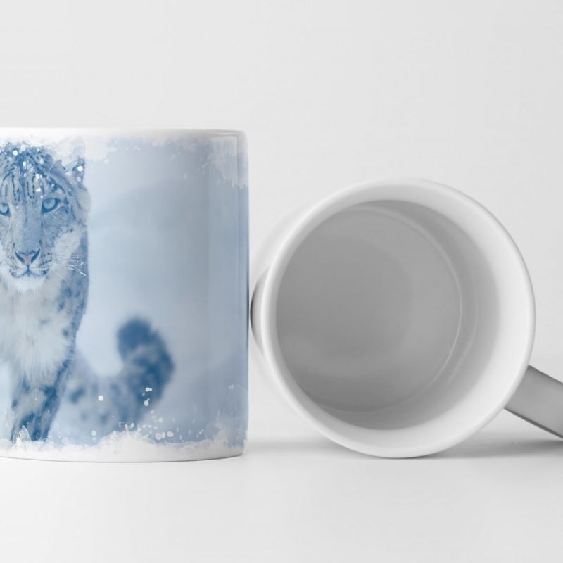 Tasse Geschenk Schneeleopard läuft