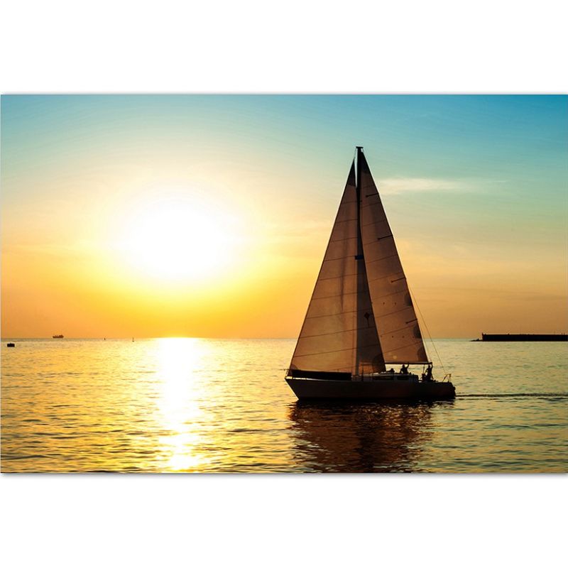 120x80cm Meer Segelboot Yacht Sonnenuntergang