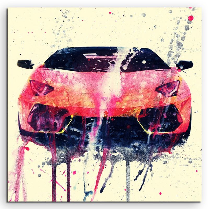 Lamborghini Aventador 60x60cm  Aquarell Art Leinwandbild